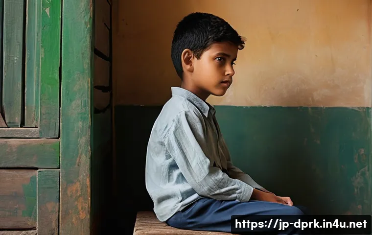 북한의 위기 관리   기근과 지원 체계 - **Prompt 1: A child in quiet resilience amidst scarcity**
    A young child, around 7-8 years old, w...